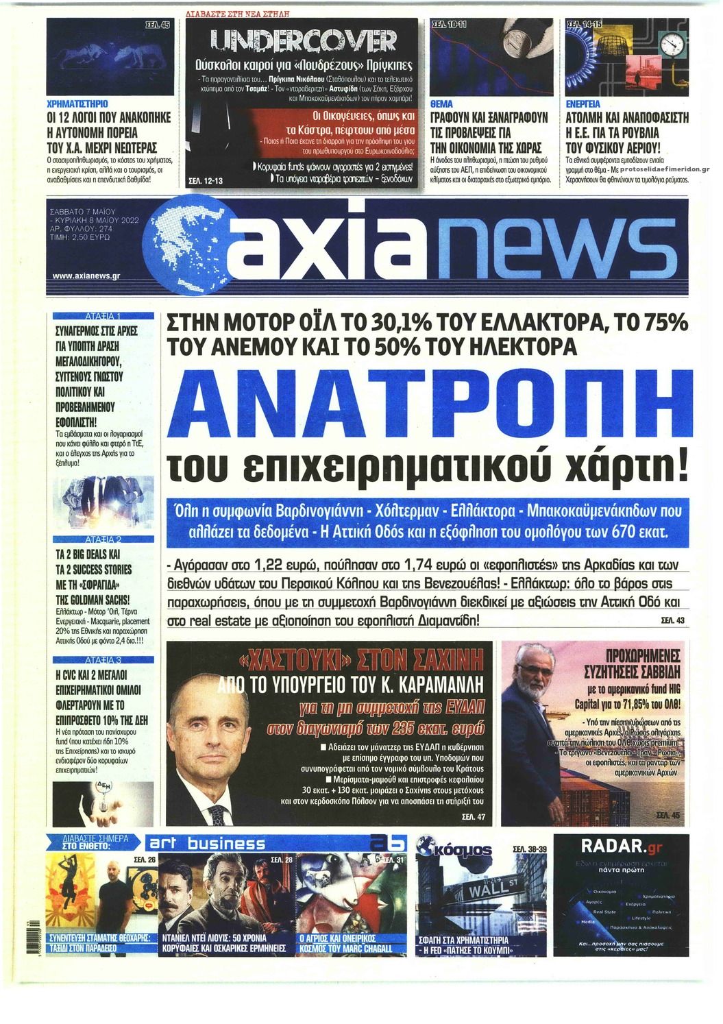 Πρωτοσέλιδο εφημερίδας Αξία News