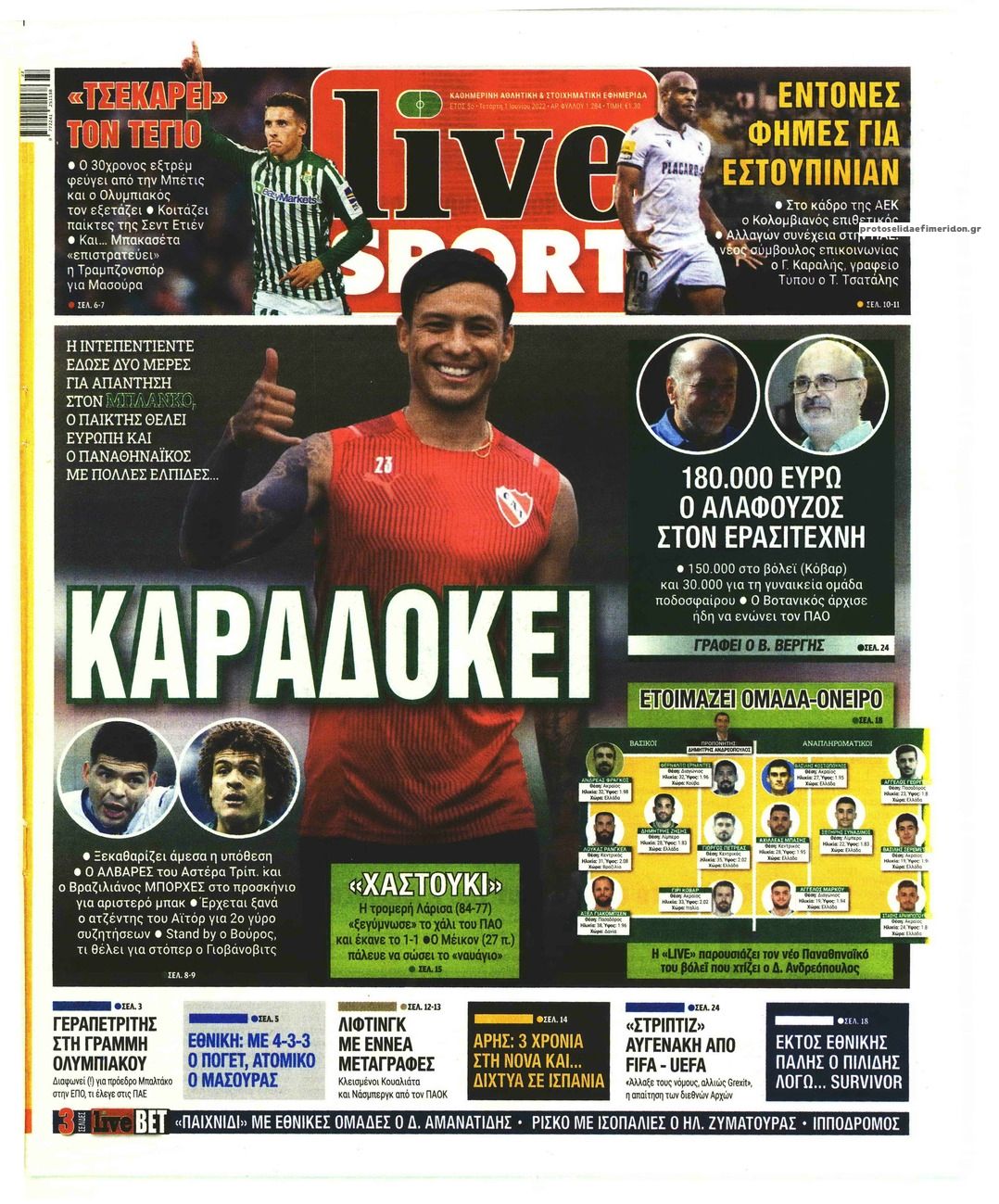Πρωτοσέλιδο εφημερίδας Livesport
