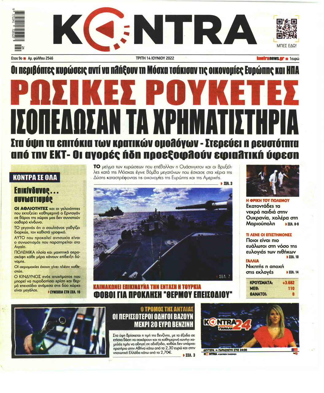 Πρωτοσέλιδο εφημερίδας Kontra News