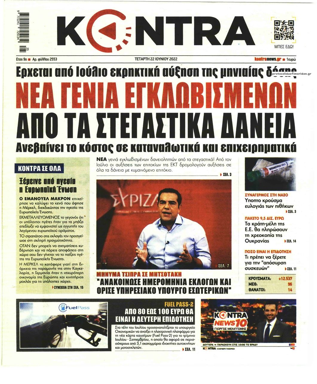 Πρωτοσέλιδο εφημερίδας Kontra News