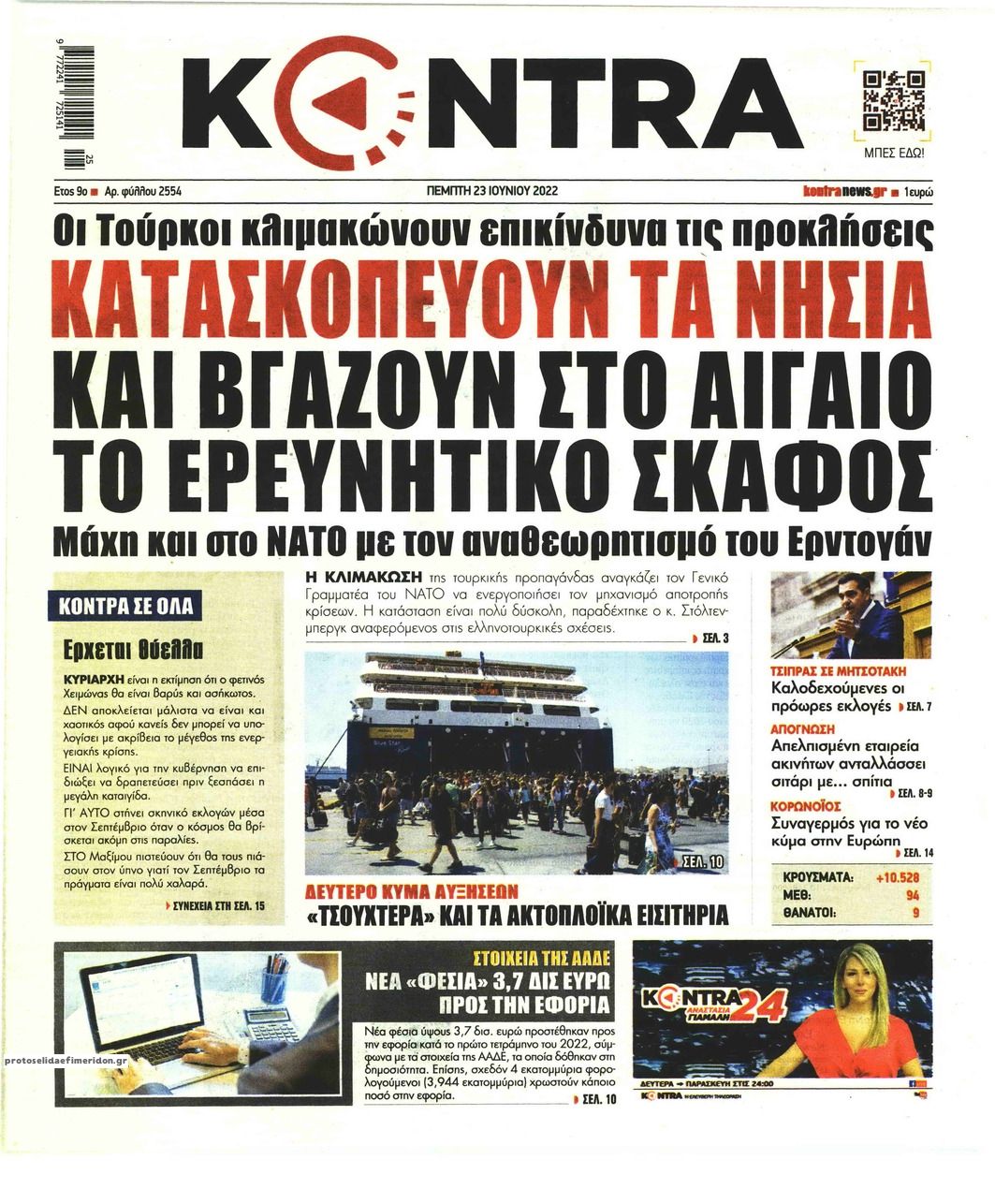 Πρωτοσέλιδο εφημερίδας Kontra News