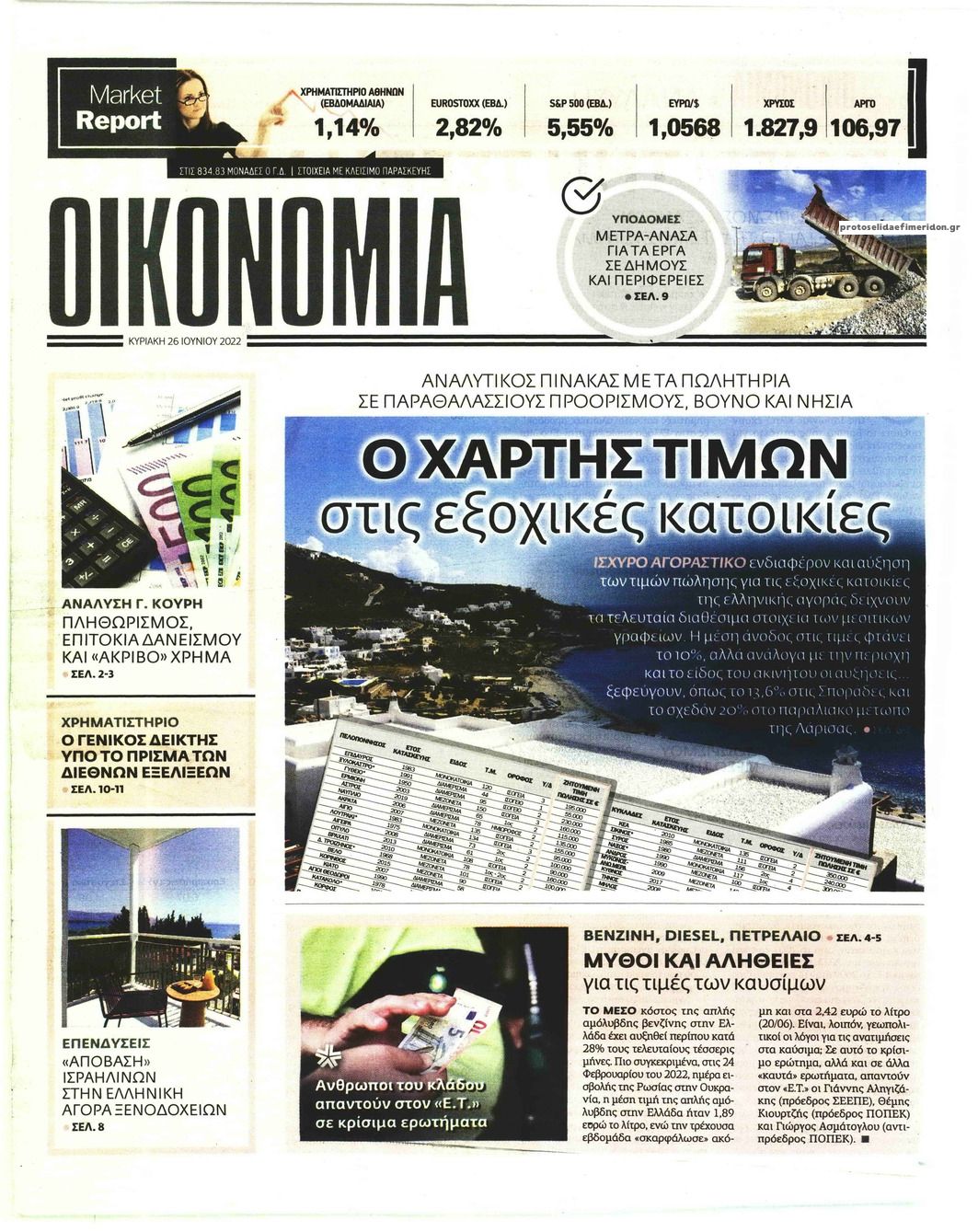 Πρωτοσέλιδο εφημερίδας ΕΛΕΥΘΕΡΟΣ ΤΥΠΟΣ ΤΗΣ ΚΥΡΙΑΚΗΣ - ΟΙΚΟΝΟΜΙΑ