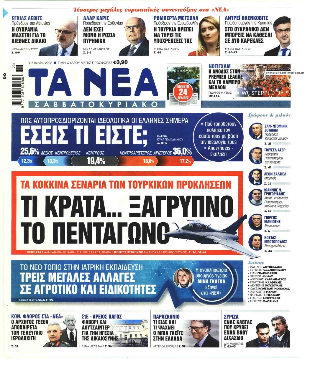 Πρωτοσέλιδο εφημερίδας Τα Νέα