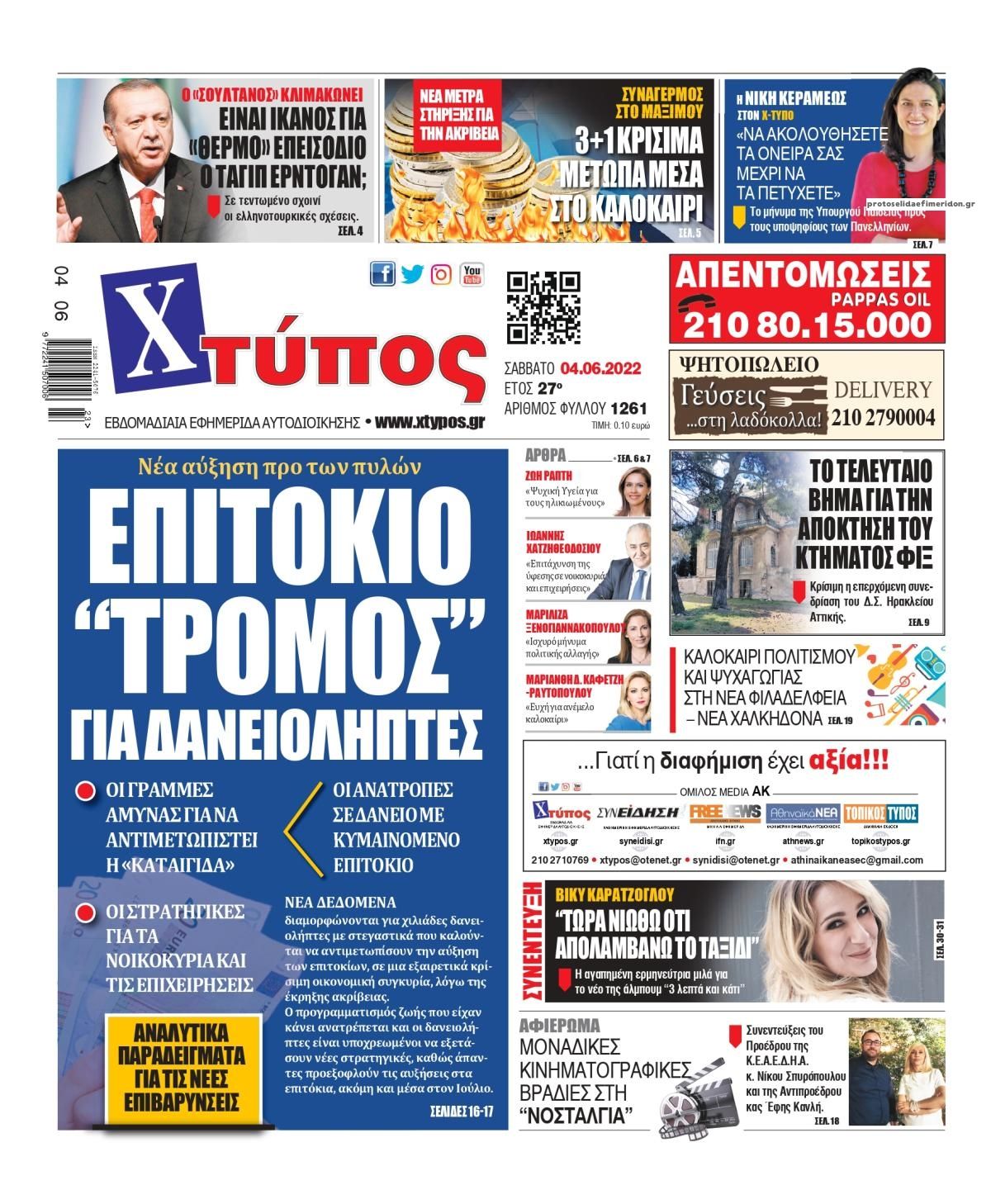 Πρωτοσέλιδο εφημερίδας Χτύπος