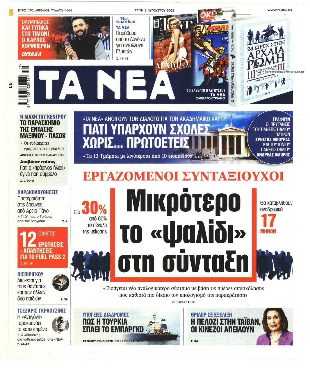 Πρωτοσέλιδο εφημερίδας Τα Νέα