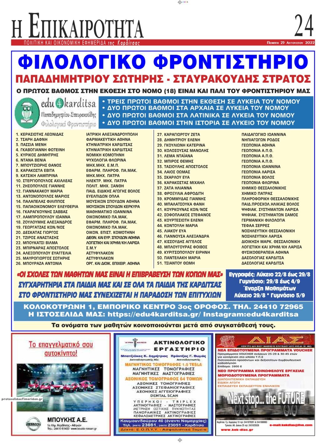 Οπισθόφυλλο εφημερίδας Επικαιρότητα