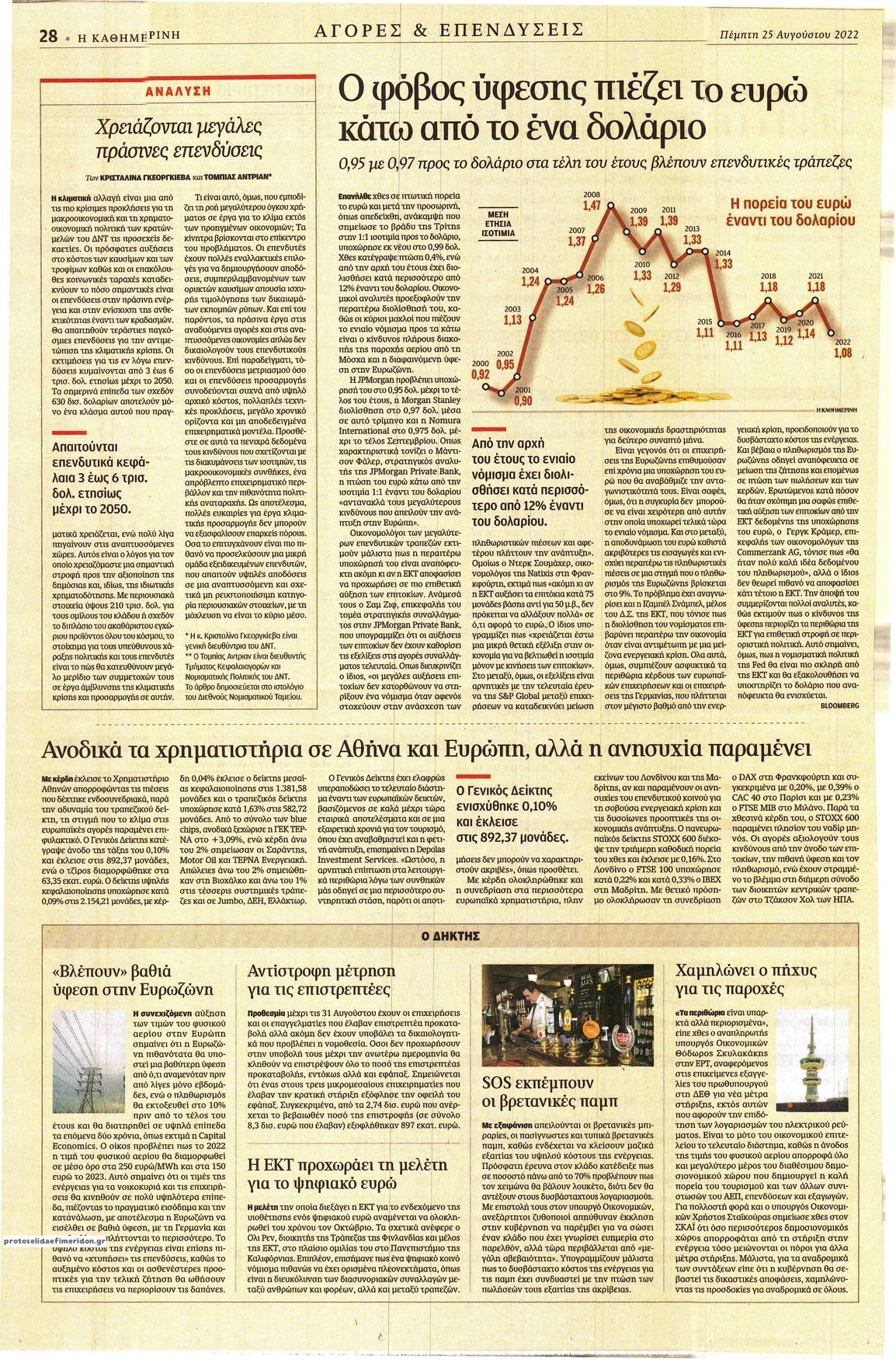 Οπισθόφυλλο εφημερίδας Καθημερινή