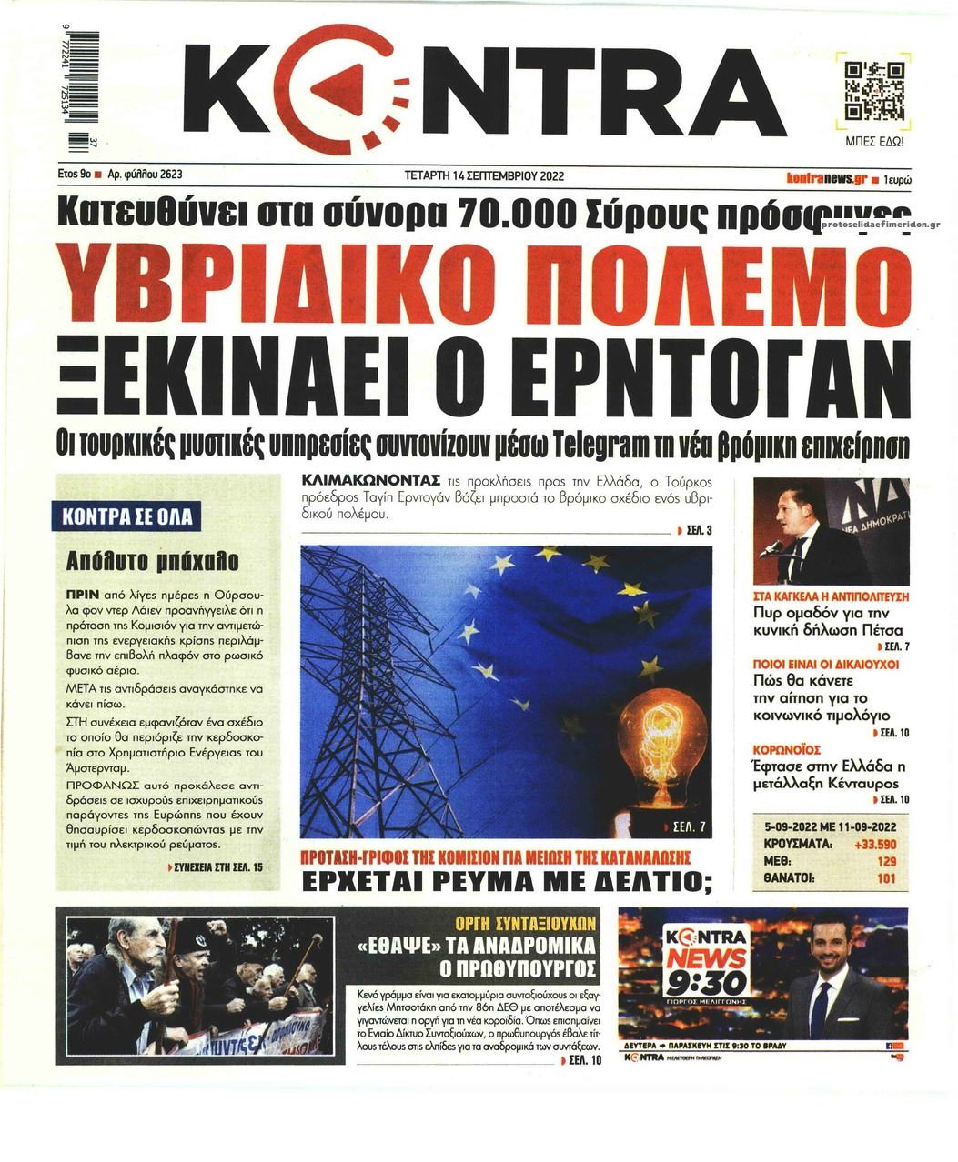 Πρωτοσέλιδο εφημερίδας Kontra News