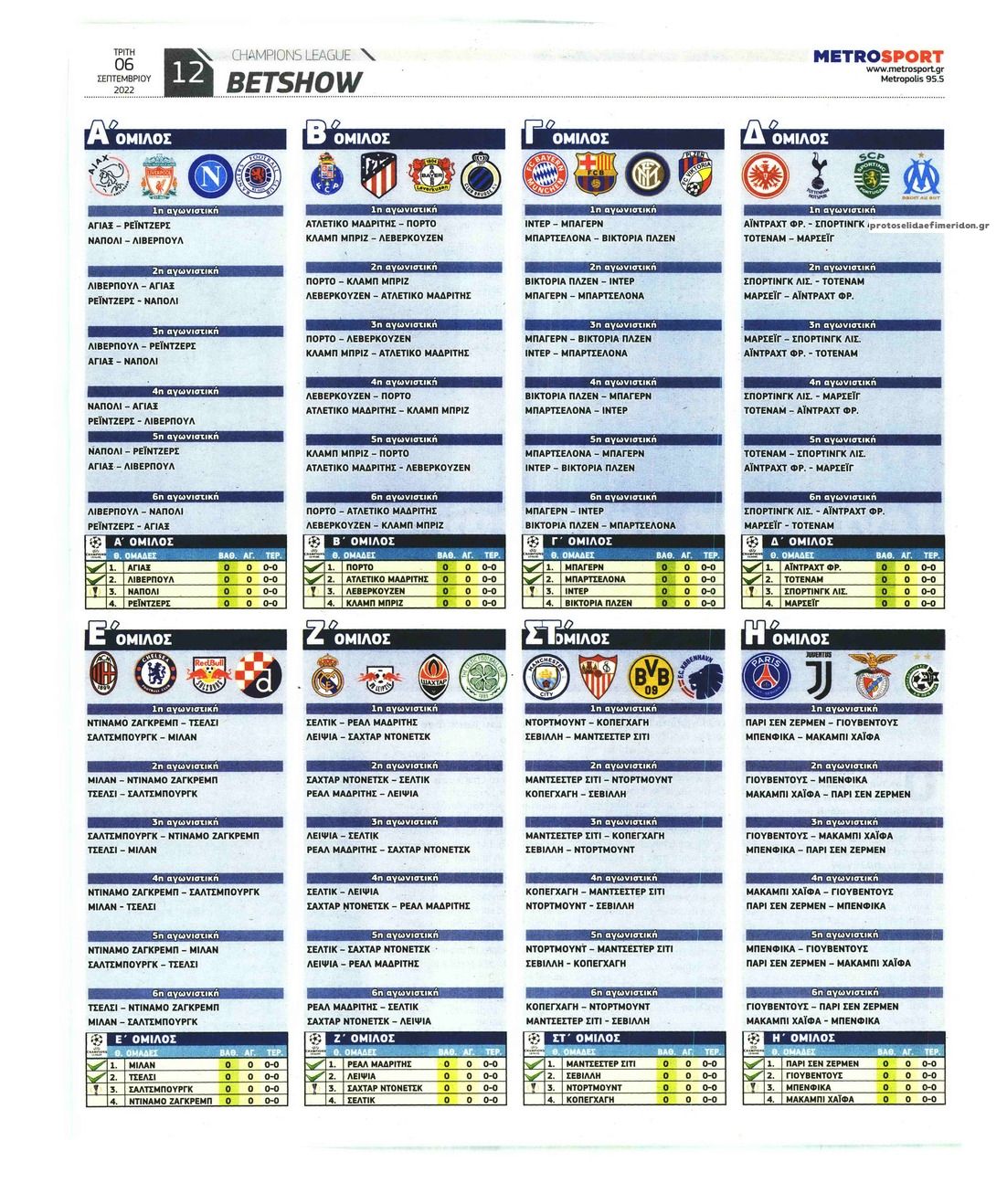 Οπισθόφυλλο εφημερίδας Metrosport