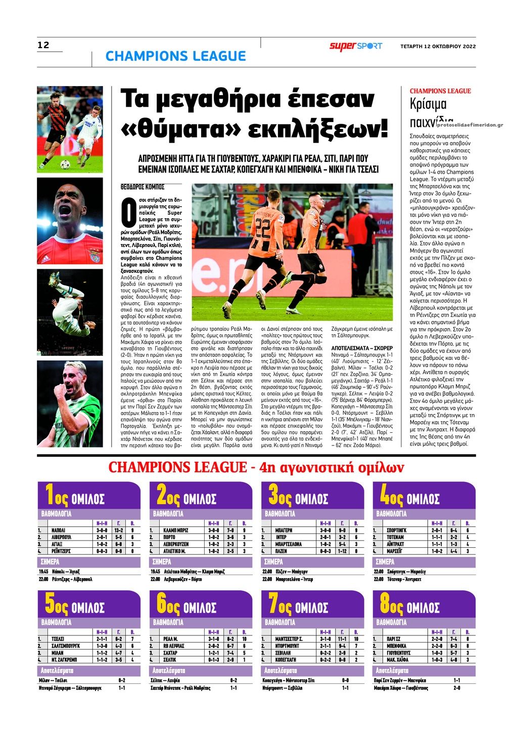 Οπισθόφυλλο εφημερίδας Αλήθεια Κύπρου supersport