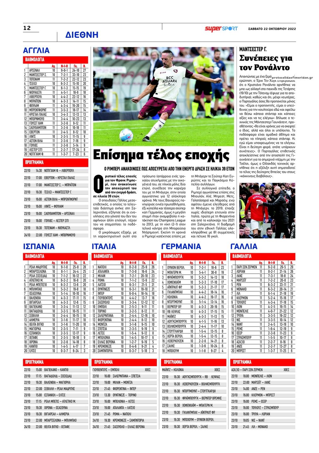 Οπισθόφυλλο εφημερίδας Αλήθεια Κύπρου supersport