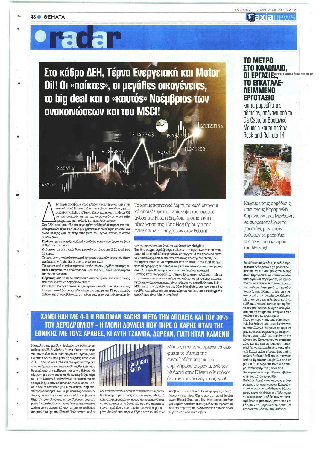 Οπισθόφυλλο εφημερίδας Αξία News