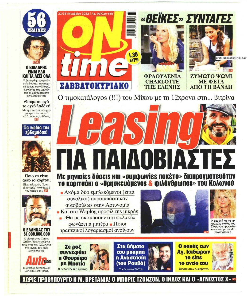 Πρωτοσέλιδο εφημερίδας On time