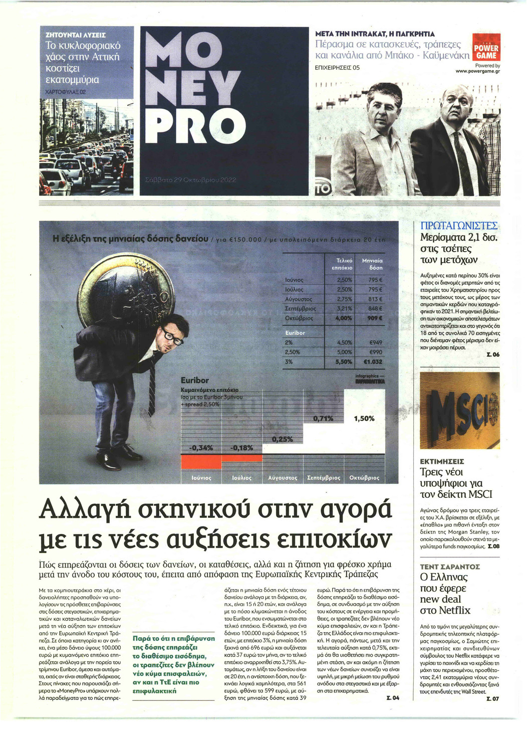 Πρωτοσέλιδο εφημερίδας ΠΑΡΑΠΟΛΙΤΙΚΑ - MONEYPRO