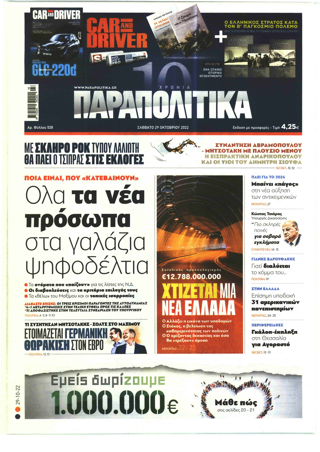 Πρωτοσέλιδο εφημερίδας Παραπολιτικά