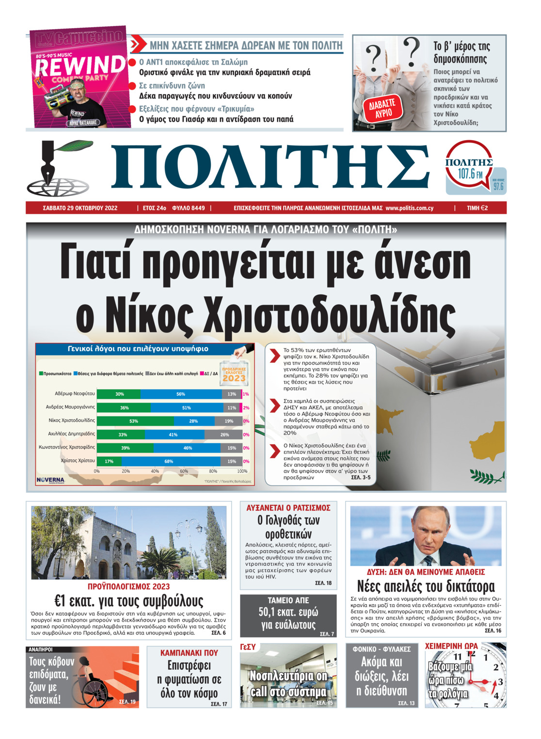 Πρωτοσέλιδο εφημερίδας Πολίτης Κύπρου