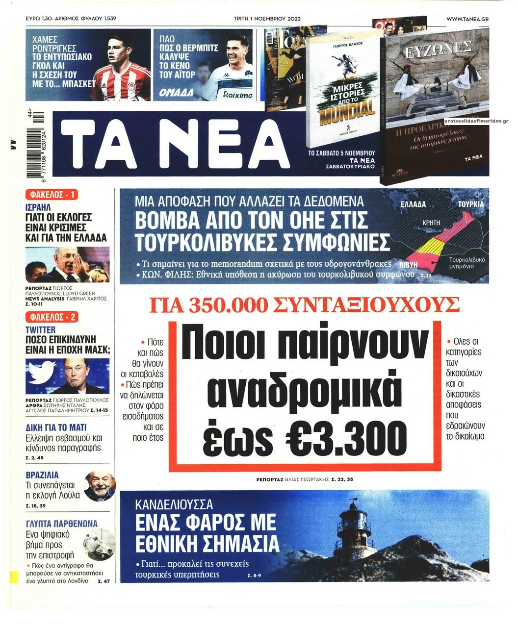 Πρωτοσέλιδο εφημερίδας Τα Νέα