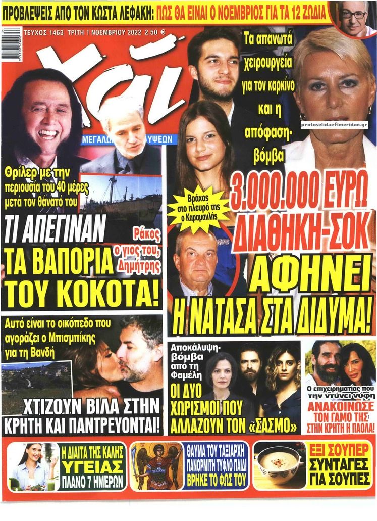 Πρωτοσέλιδο εφημερίδας ΧΑΙ