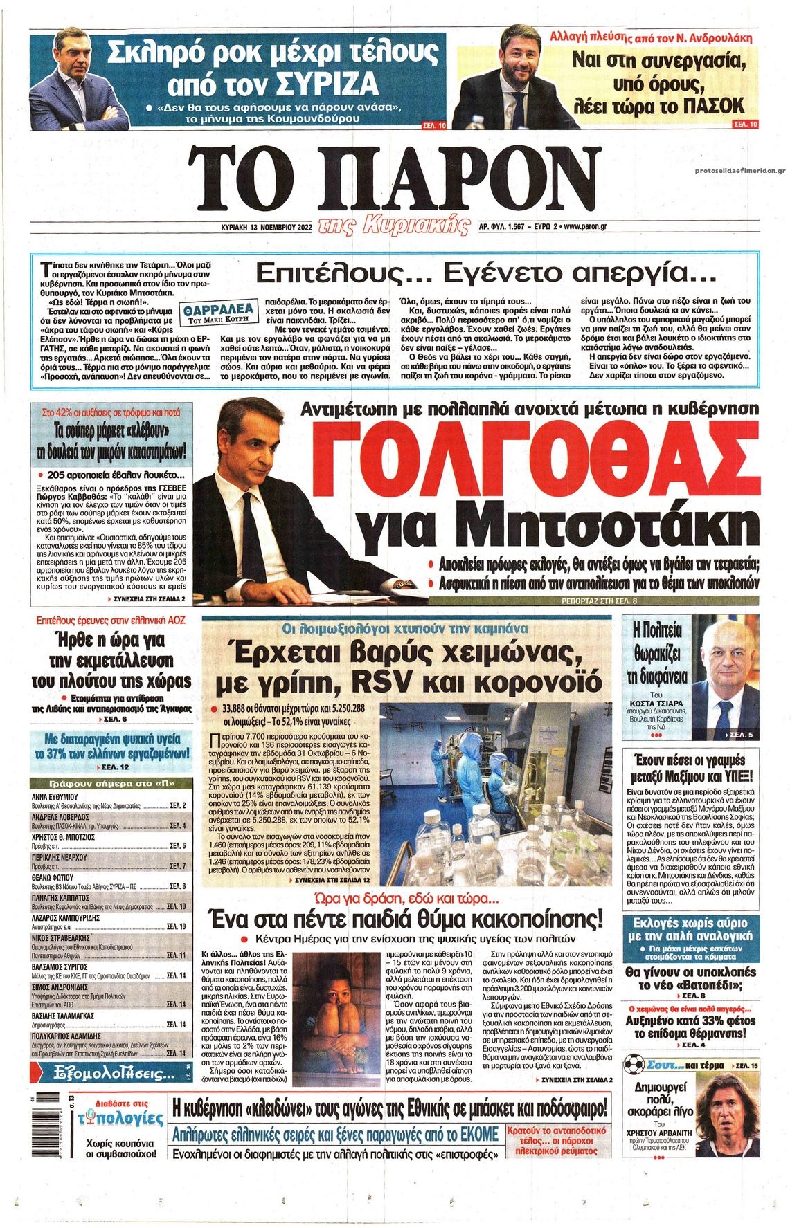 Πρωτοσέλιδο εφημερίδας Το Παρόν