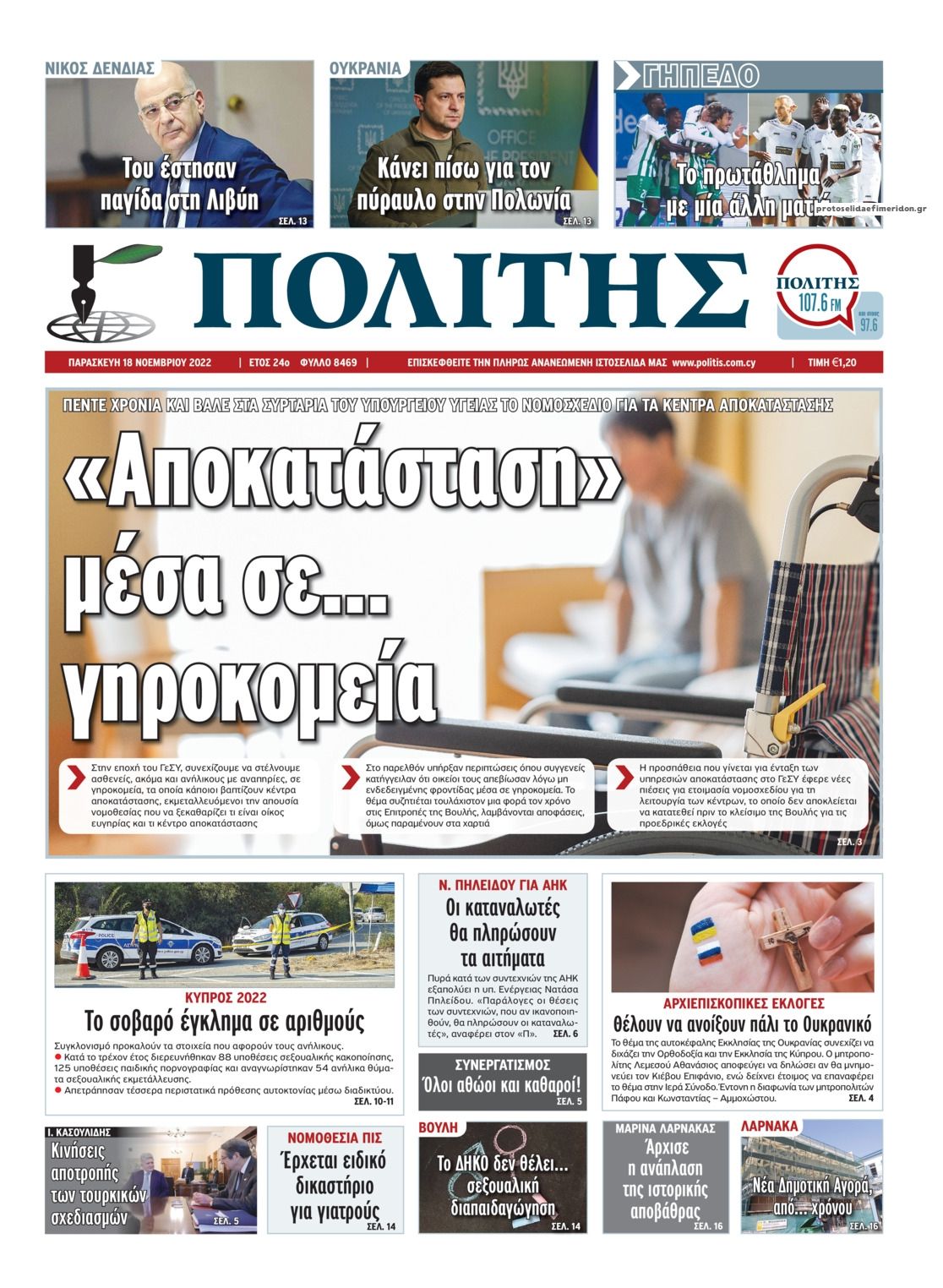 Πρωτοσέλιδο εφημερίδας Πολίτης Κύπρου
