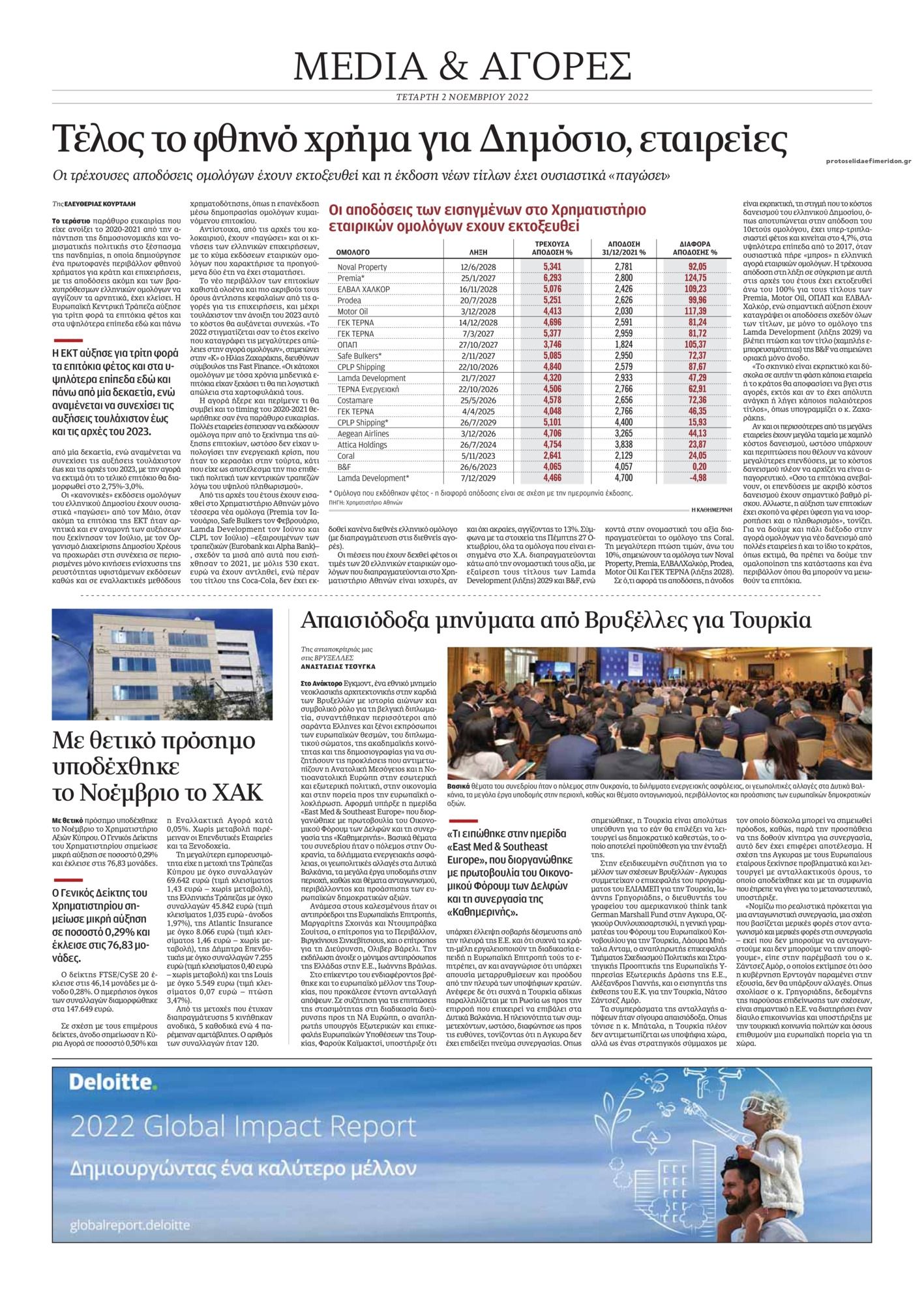 Οπισθόφυλλο εφημερίδας Οικονομική Καθημερινή Κύπρου