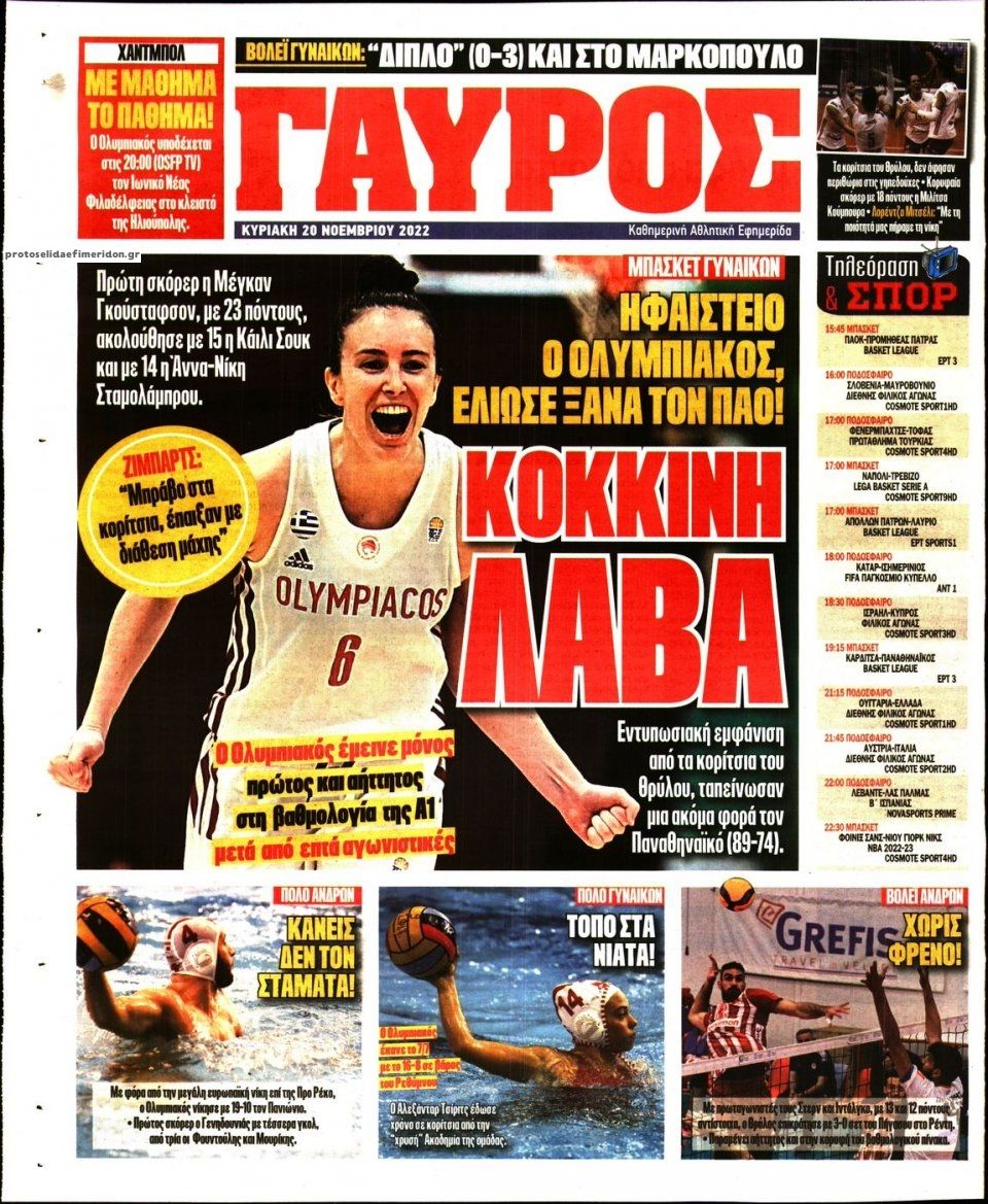 Οπισθόφυλλο εφημερίδας Κόκκινος Πρωταθλητής