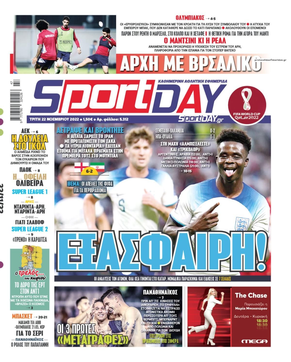 Πρωτοσέλιδο εφημερίδας Sportday