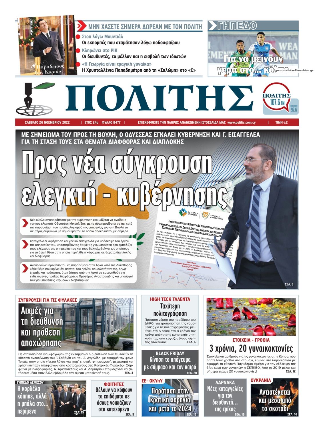 Πρωτοσέλιδο εφημερίδας Πολίτης Κύπρου