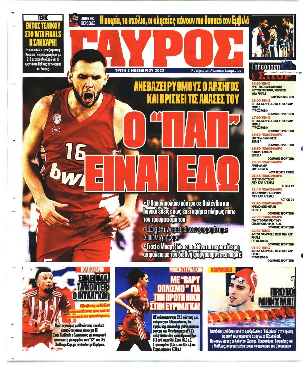 Οπισθόφυλλο εφημερίδας Κόκκινος Πρωταθλητής