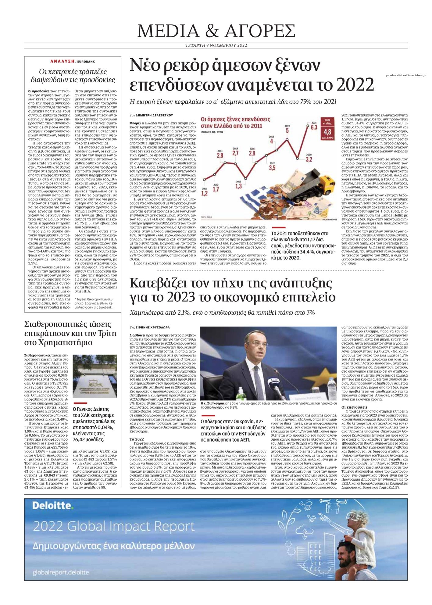 Οπισθόφυλλο εφημερίδας Οικονομική Καθημερινή Κύπρου
