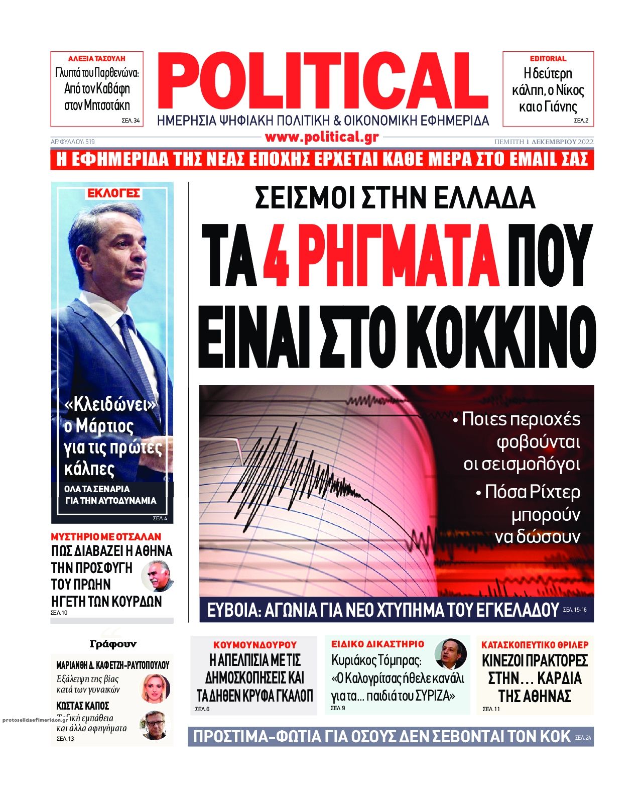 Πρωτοσέλιδο εφημερίδας Political