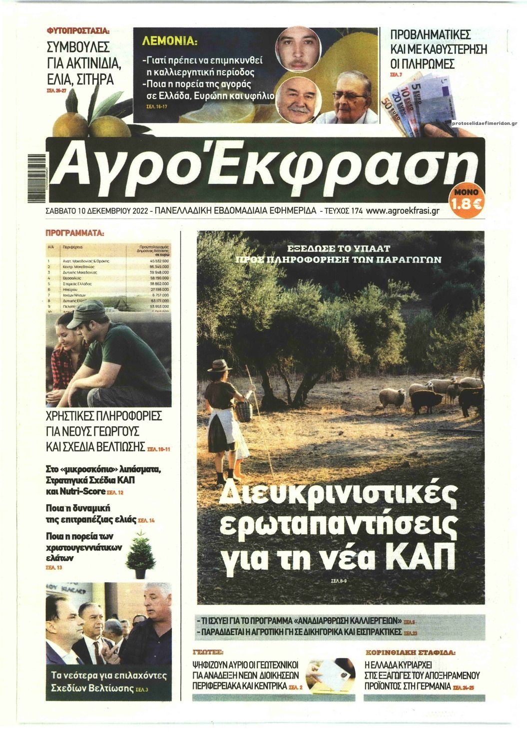 Πρωτοσέλιδο εφημερίδας ΑγροΈκφραση