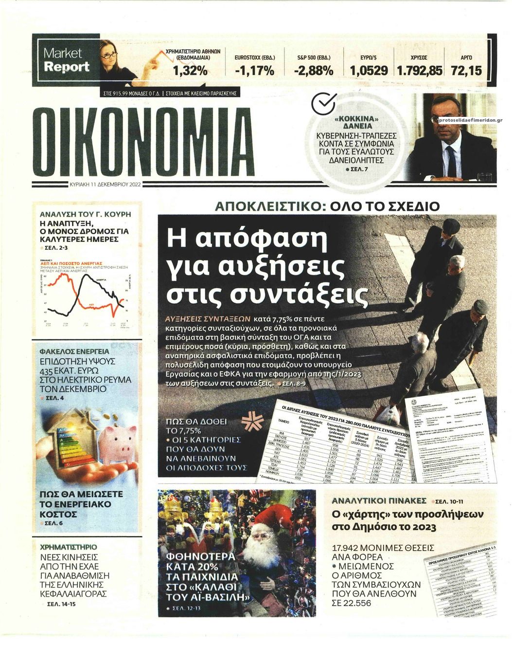 Πρωτοσέλιδο εφημερίδας ΕΛΕΥΘΕΡΟΣ ΤΥΠΟΣ ΤΗΣ ΚΥΡΙΑΚΗΣ - ΟΙΚΟΝΟΜΙΑ