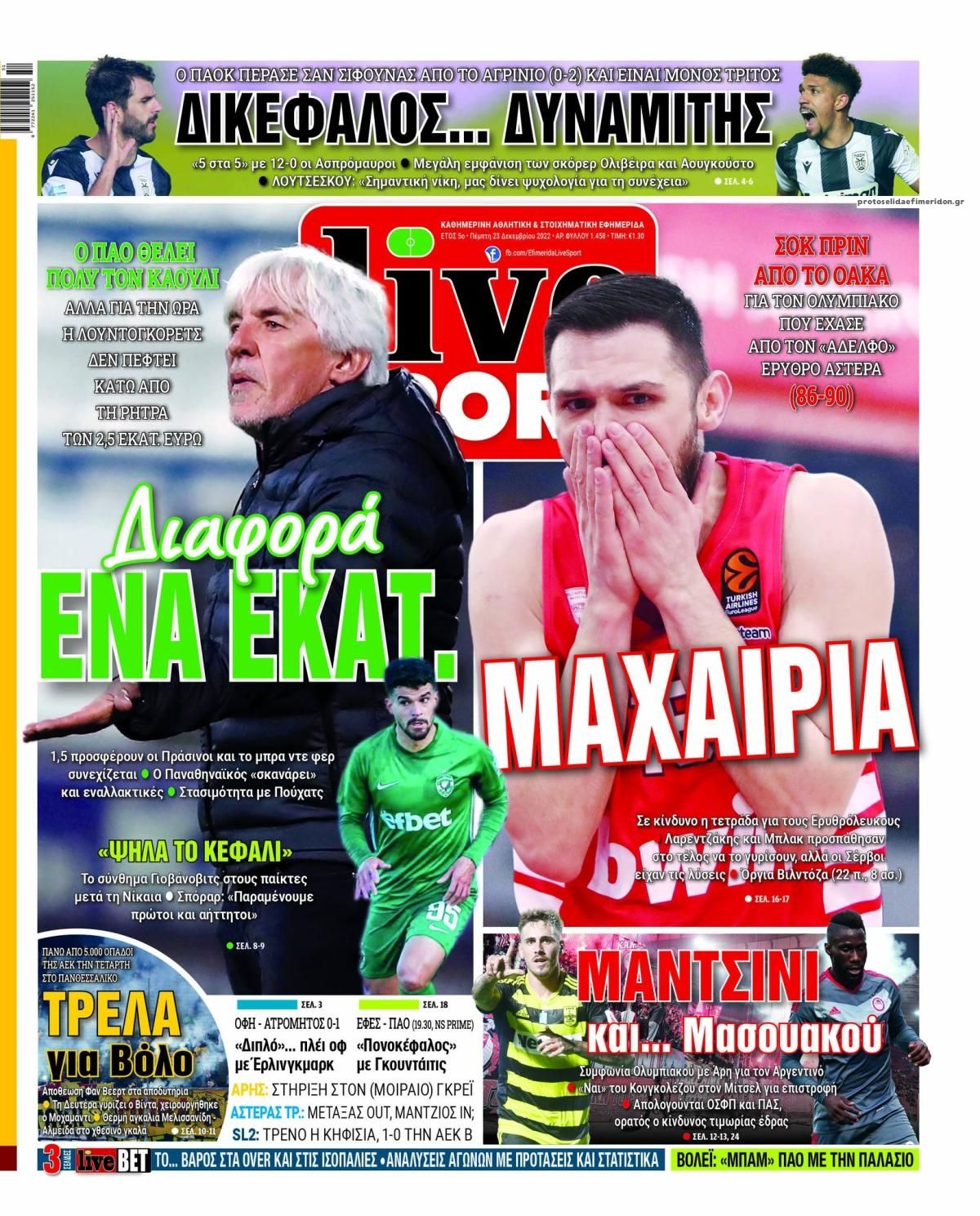 Πρωτοσέλιδο εφημερίδας Livesport