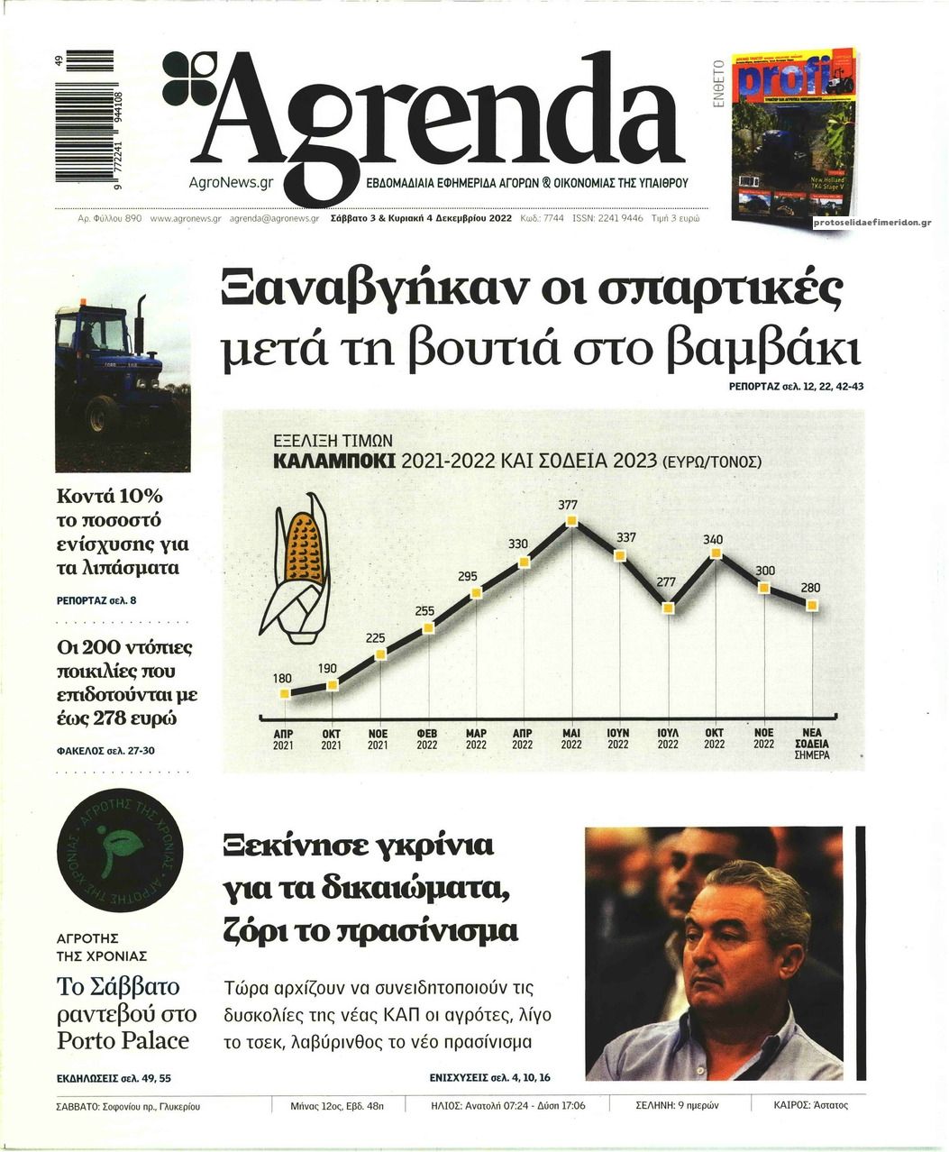 Πρωτοσέλιδο εφημερίδας Agrenda