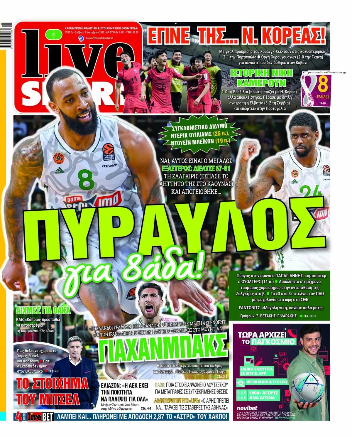 Πρωτοσέλιδο εφημερίδας Livesport