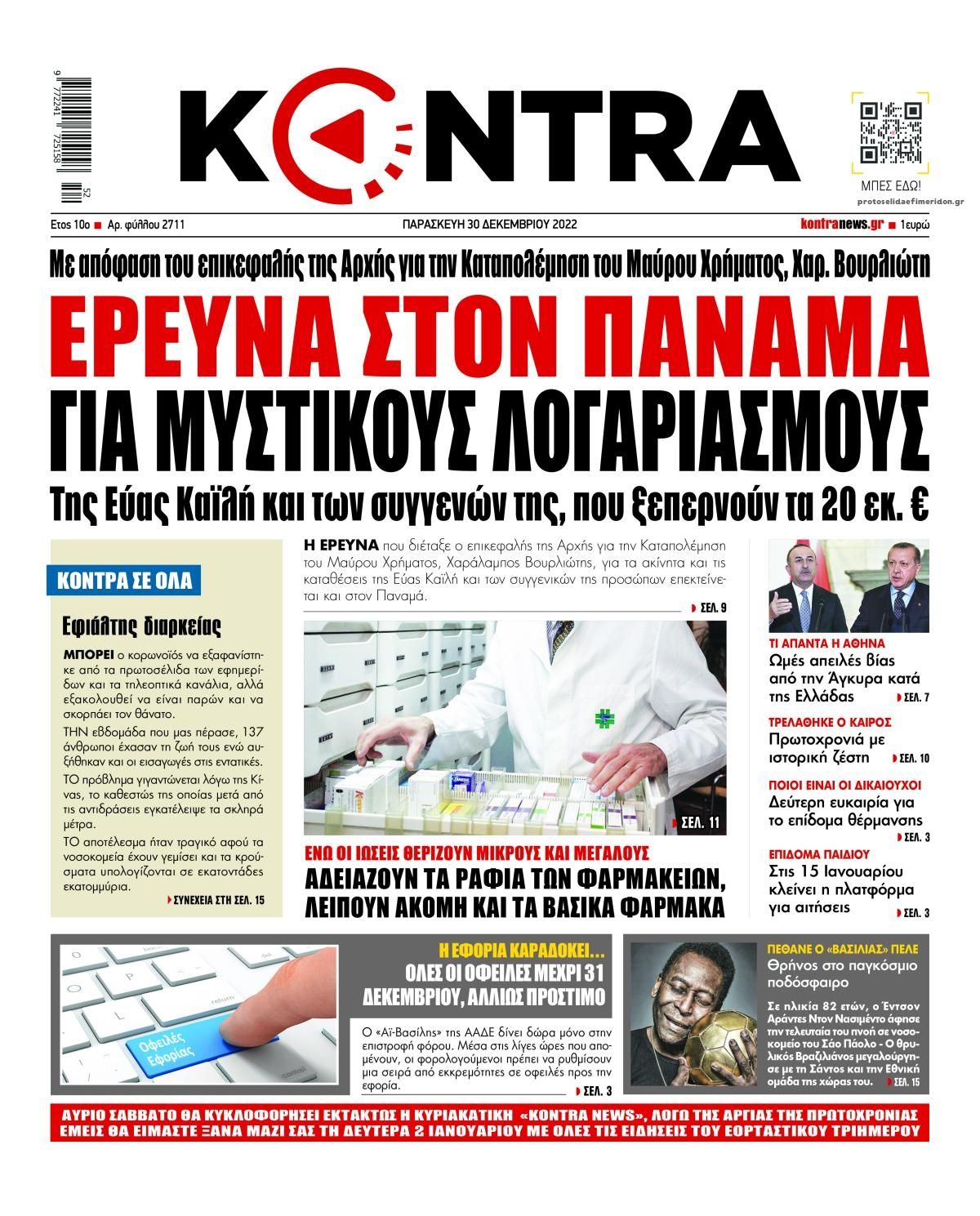 Πρωτοσέλιδο εφημερίδας Kontra News