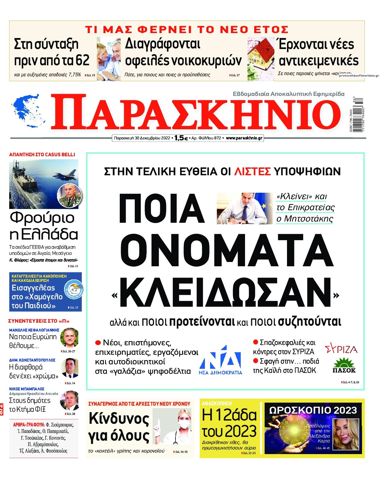 Πρωτοσέλιδο εφημερίδας Το Παρασκήνιο