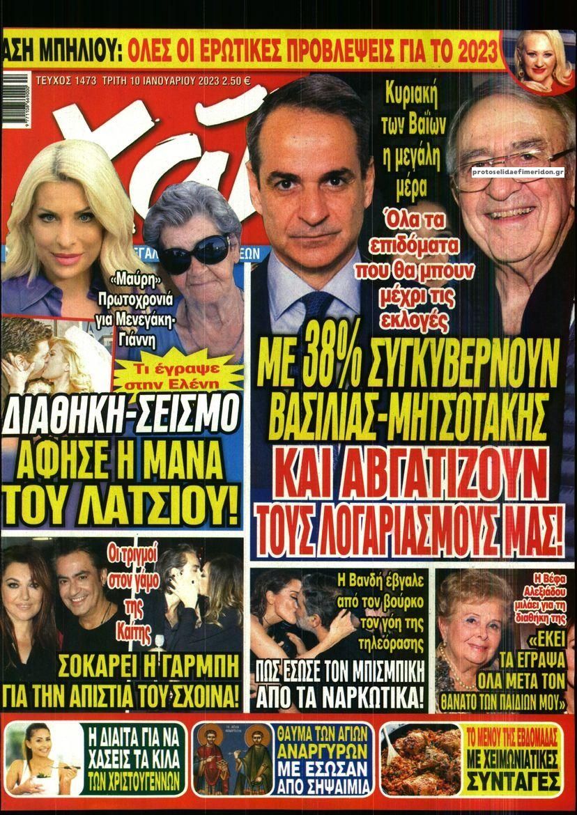 Πρωτοσέλιδο εφημερίδας ΧΑΙ