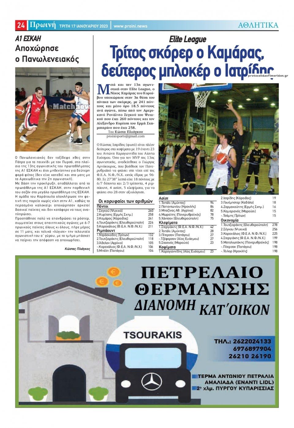 Οπισθόφυλλο εφημερίδας Πρωινή Ηλείας