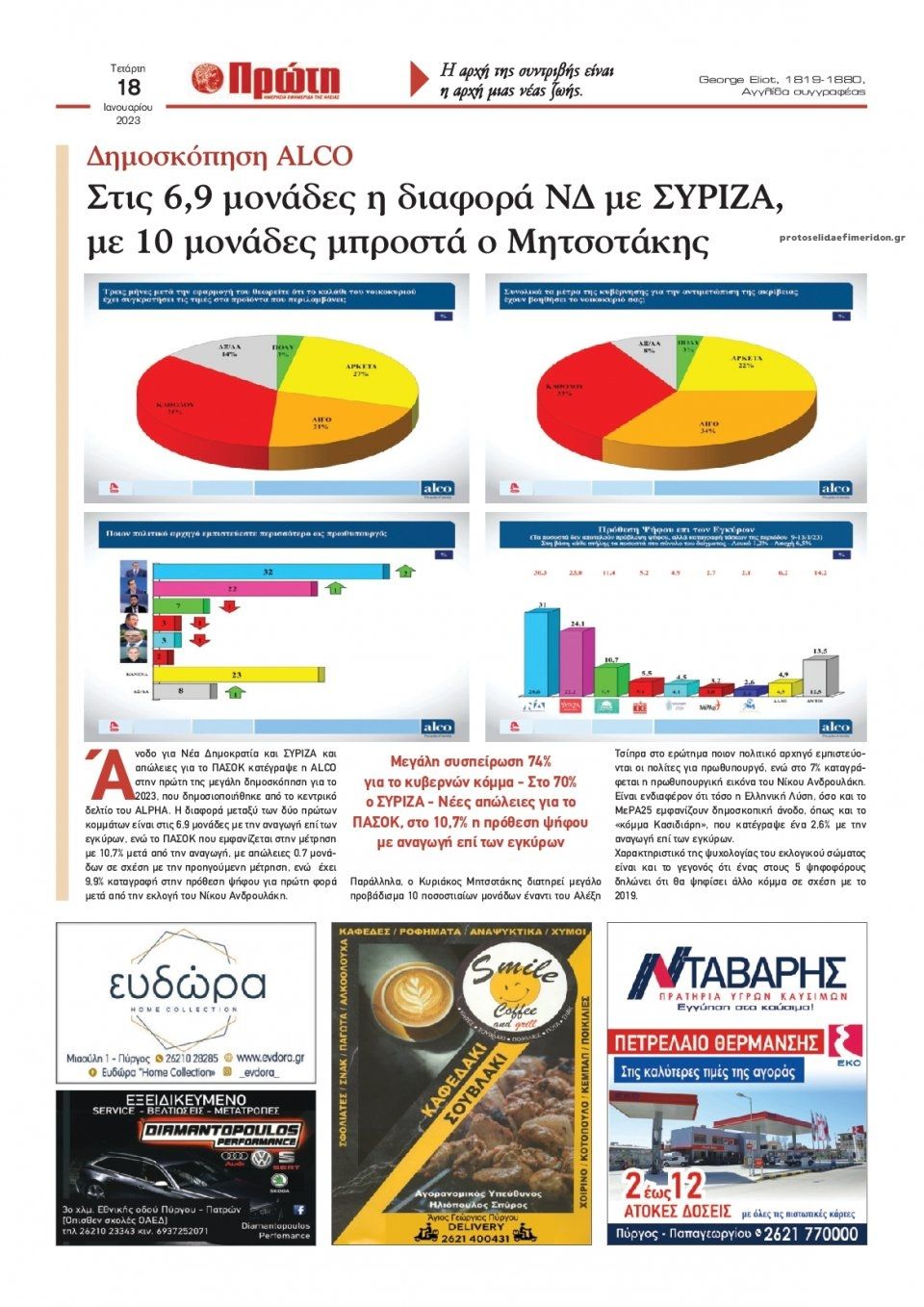 Οπισθόφυλλο εφημερίδας Πρώτη