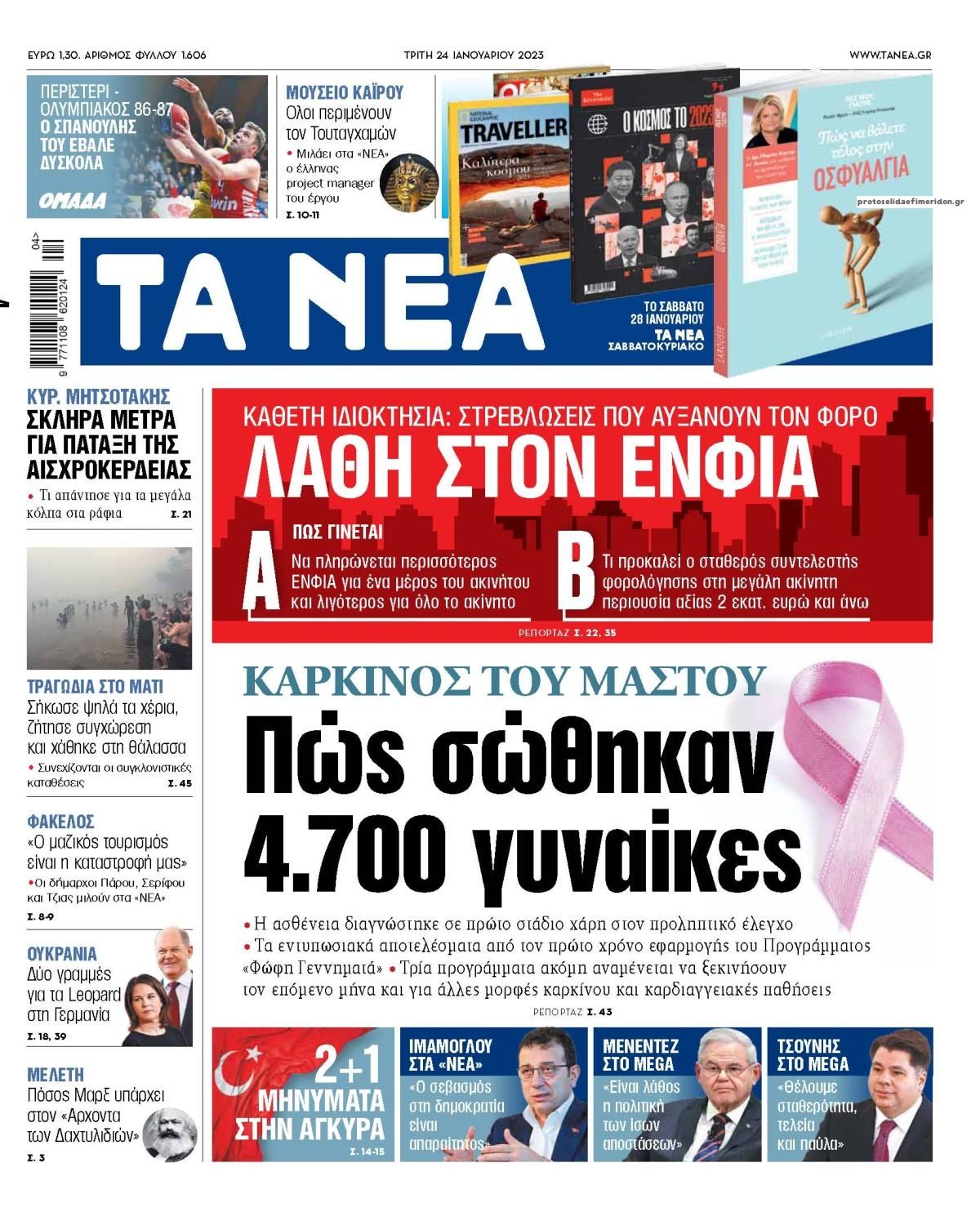 Πρωτοσέλιδο εφημερίδας Τα Νέα