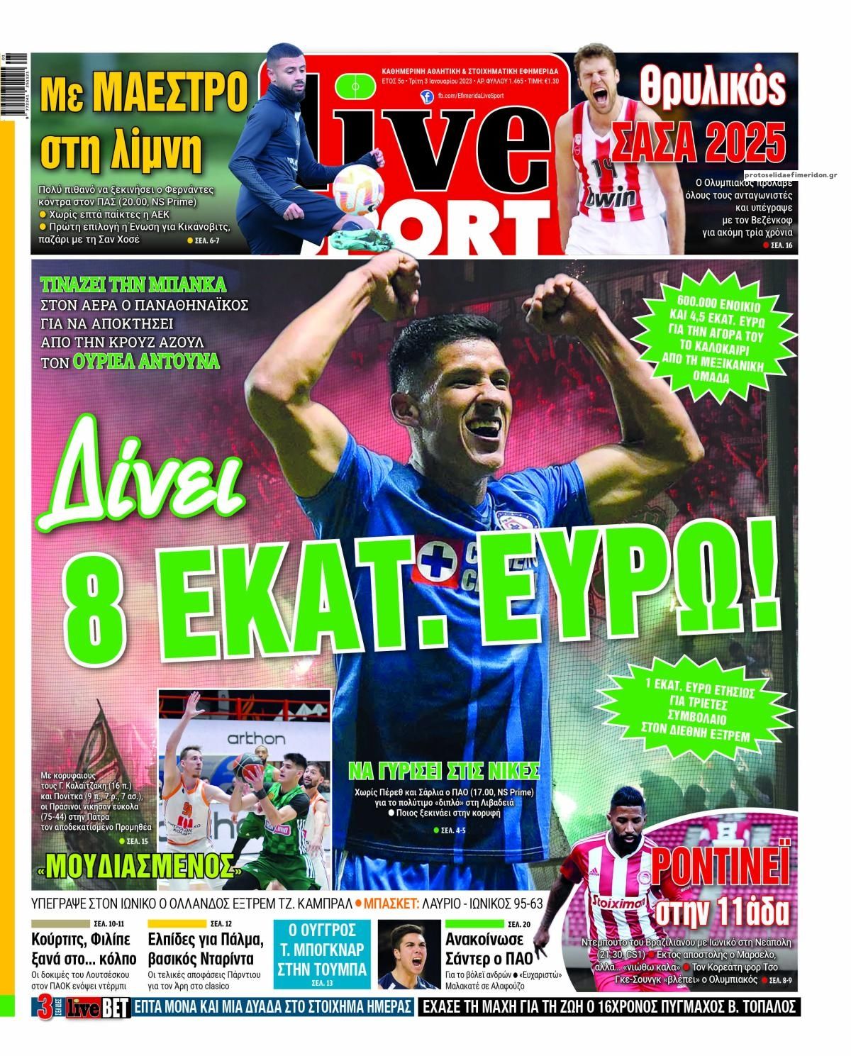 Πρωτοσέλιδο εφημερίδας Livesport