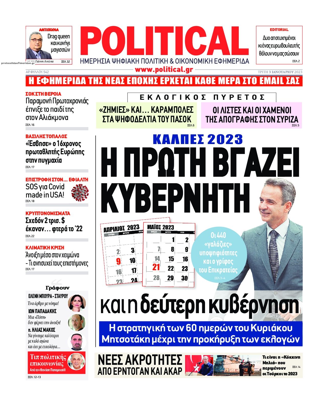 Πρωτοσέλιδο εφημερίδας Political