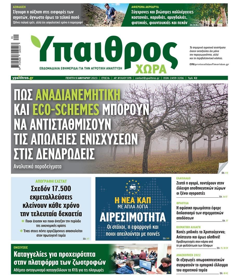 Πρωτοσέλιδο εφημερίδας Ύπαιθρος Χώρα