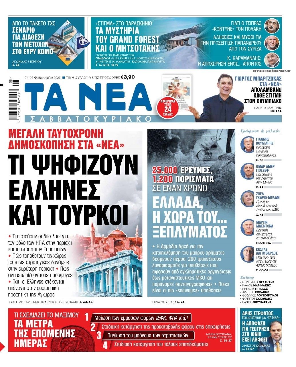 Πρωτοσέλιδο εφημερίδας Τα Νέα