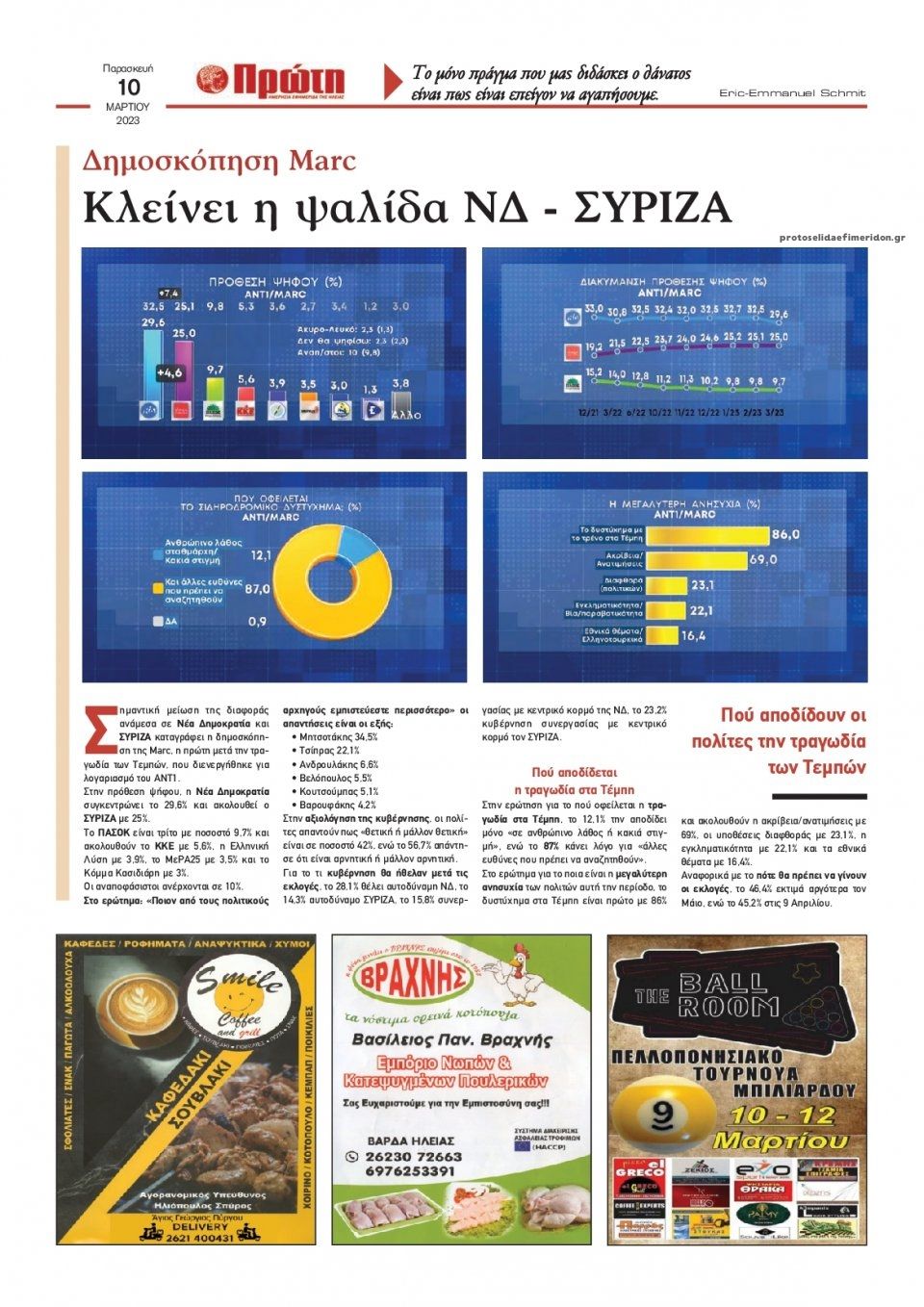 Οπισθόφυλλο εφημερίδας Πρώτη