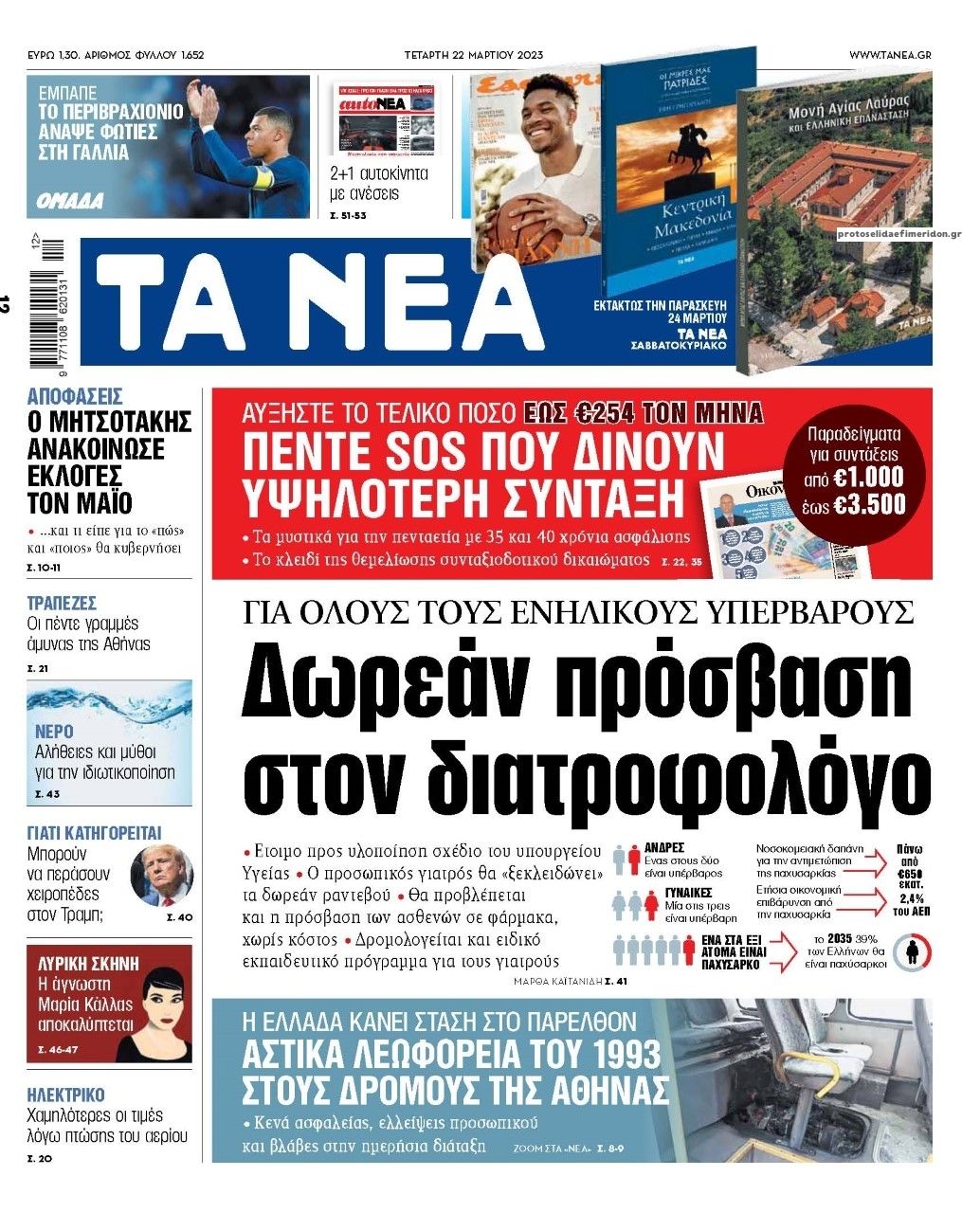 Πρωτοσέλιδο εφημερίδας Τα Νέα