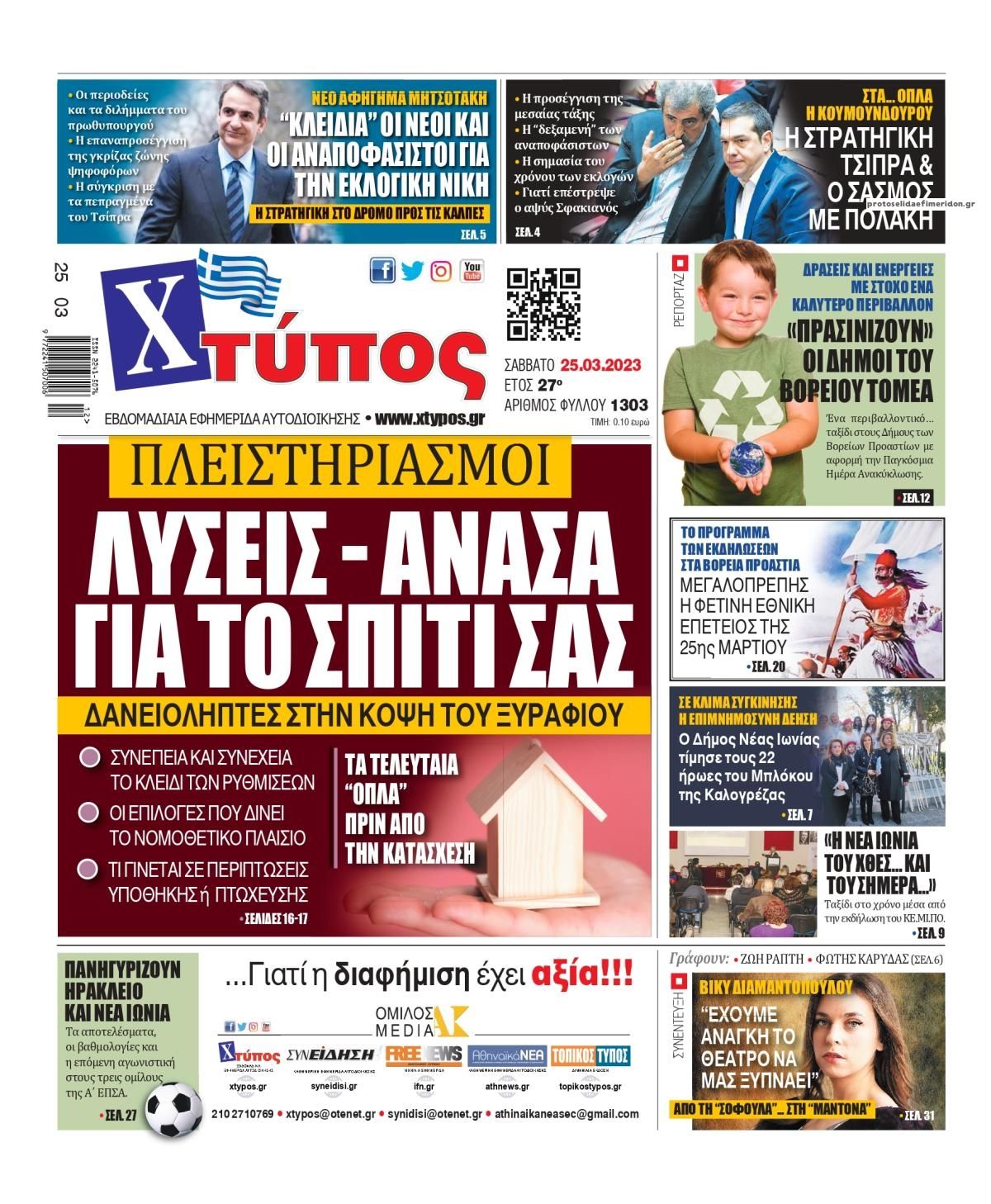 Πρωτοσέλιδο εφημερίδας Χτύπος