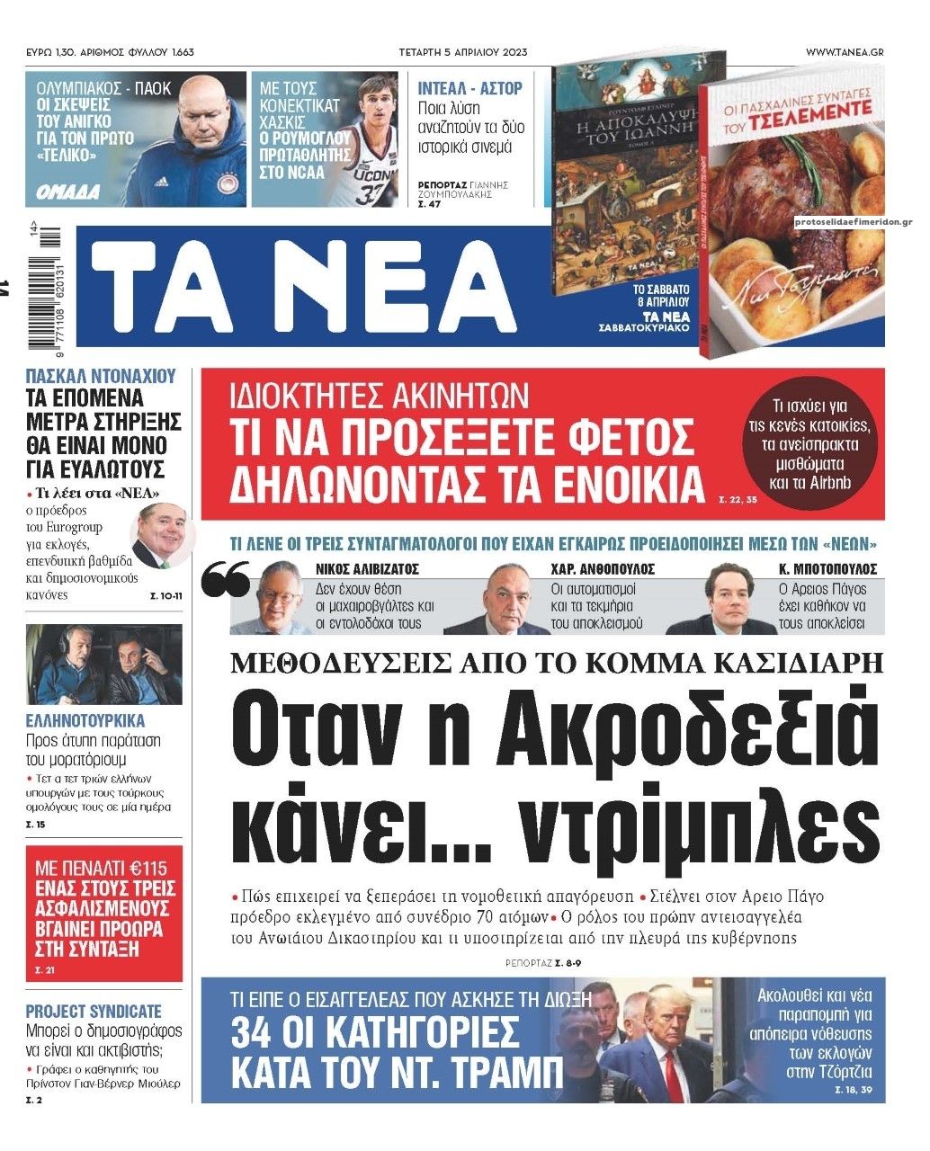 Πρωτοσέλιδο εφημερίδας Τα Νέα